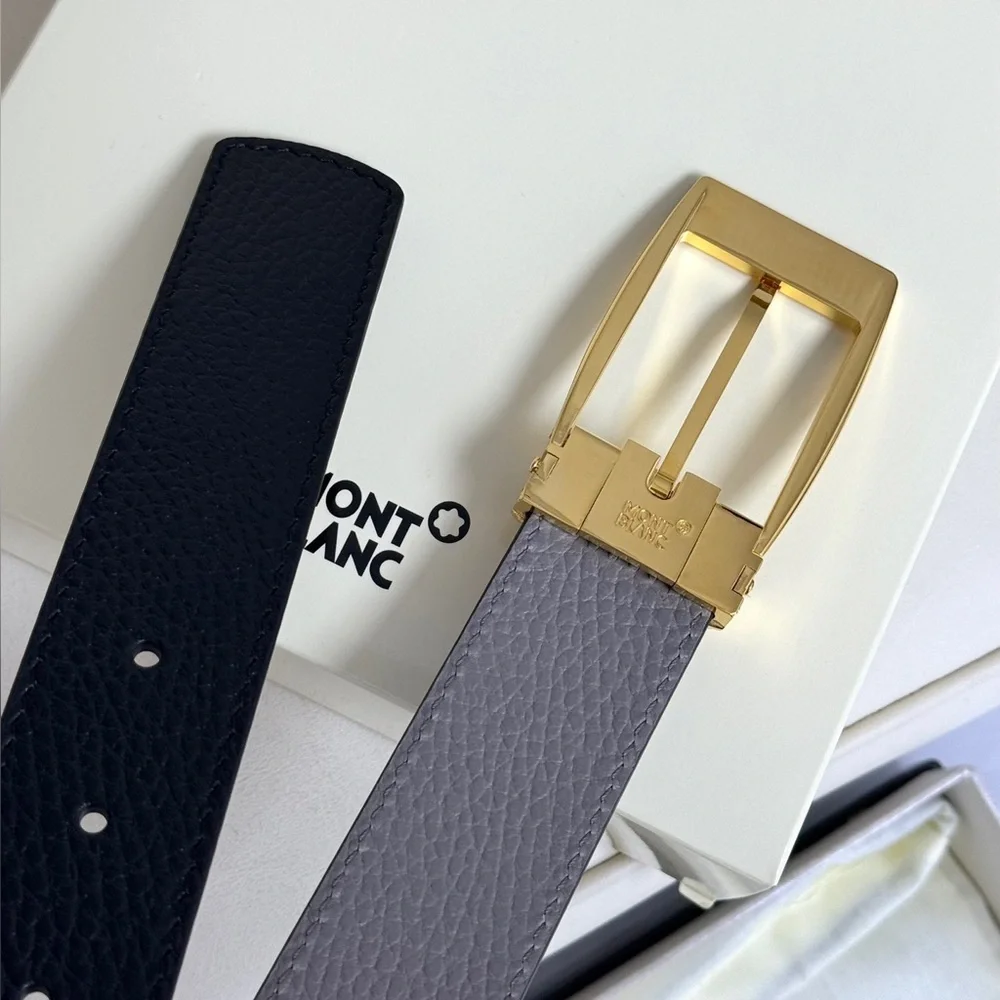 MontBlanc Men’s Black and Gold Belt Size 110 - Picture 6 of 8